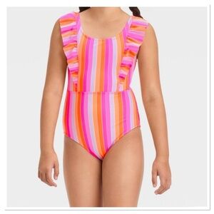 Girl’s Rainbow Striped One Piece Swimsuit Cat & Jack